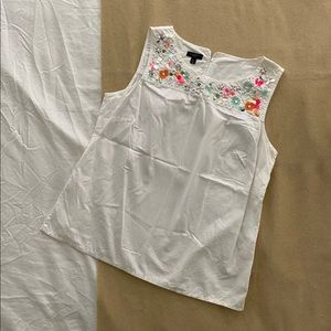 Talbots White Sleeveless Beaded Blouse